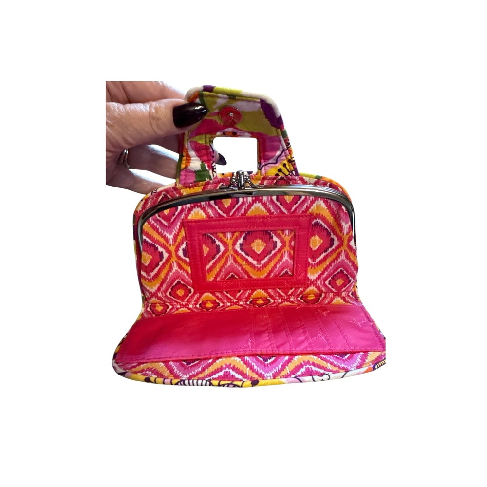Vera Bradley Clementine Quilted Cotton Kiss-N-Snap Wallet Floral Pink Yellow - Picture 4 of 5